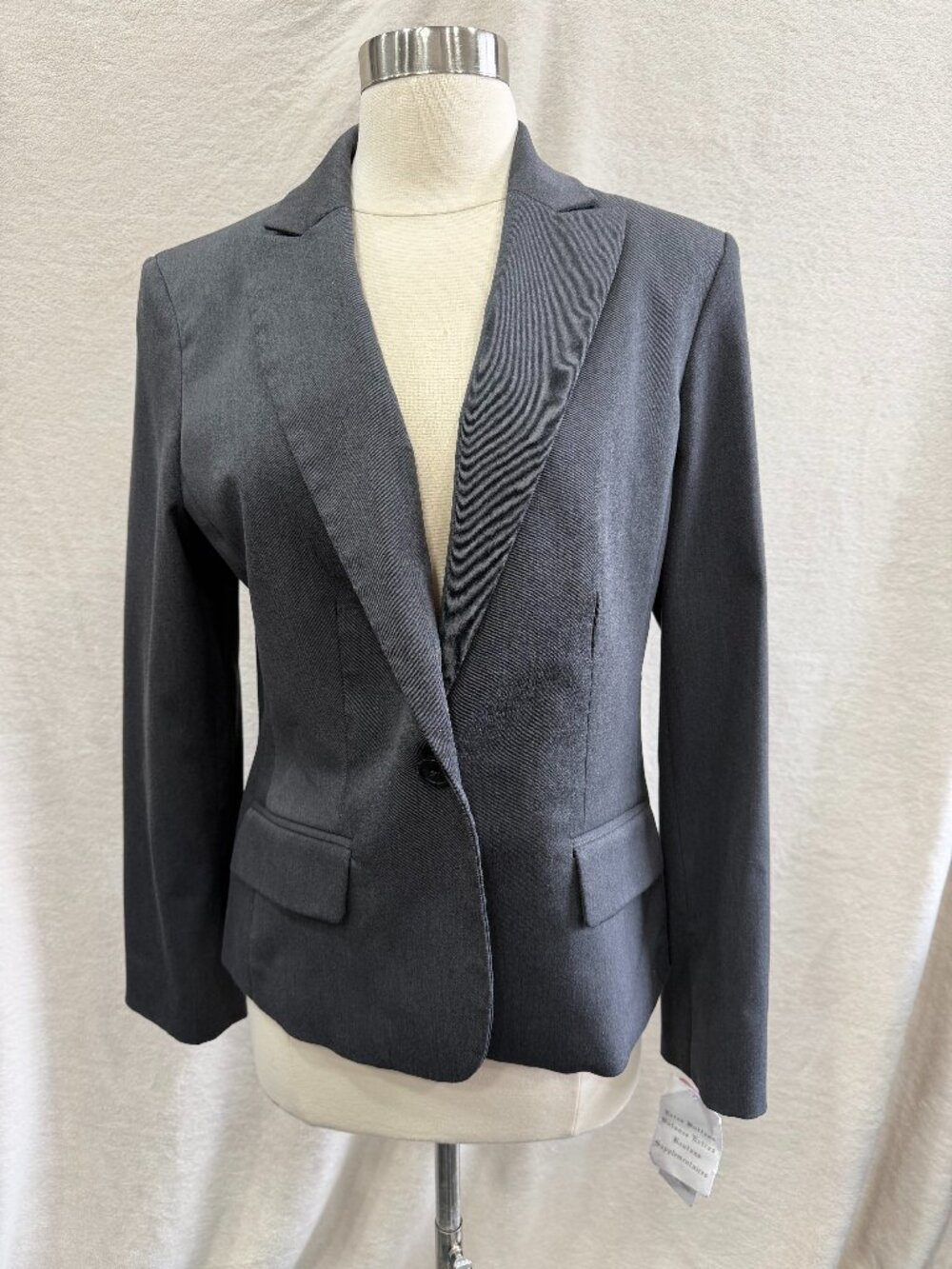 Anne Klein Blazer Size 10 Gray Stretch Career Jacket Tailored Office Workwear